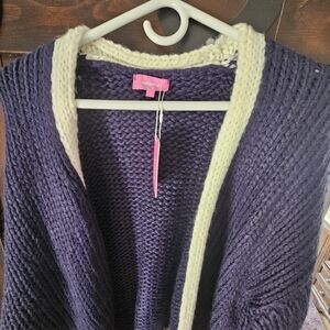 Women's Purple Sweater with Cream Trim